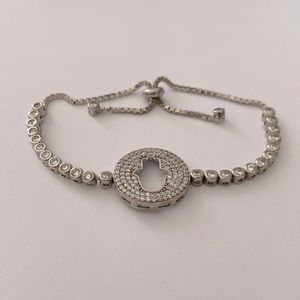 925 silver hand bracelet clear cubic zirconia cz stones slider lock tennis